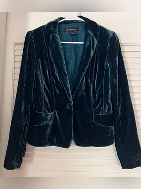 INC Teal Rayon Velvet Jacket - Small